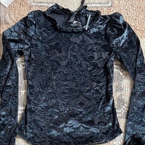 Anthropologie Black Velvet Floral Blouse